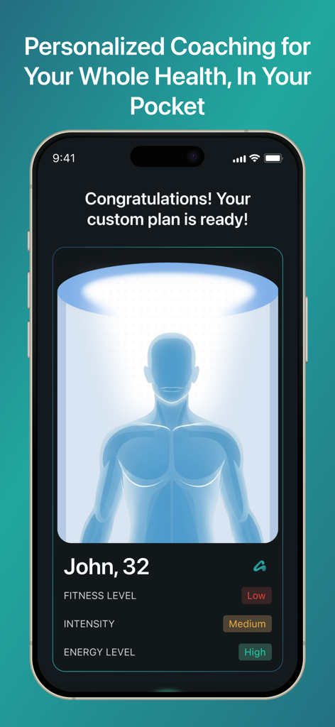 Arnold AI Fitness - Arnold AI Fitness app interface showing a customized health and workout plan for a user