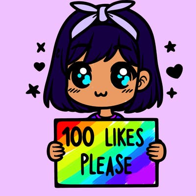 girl holding sign saying 100 likes please