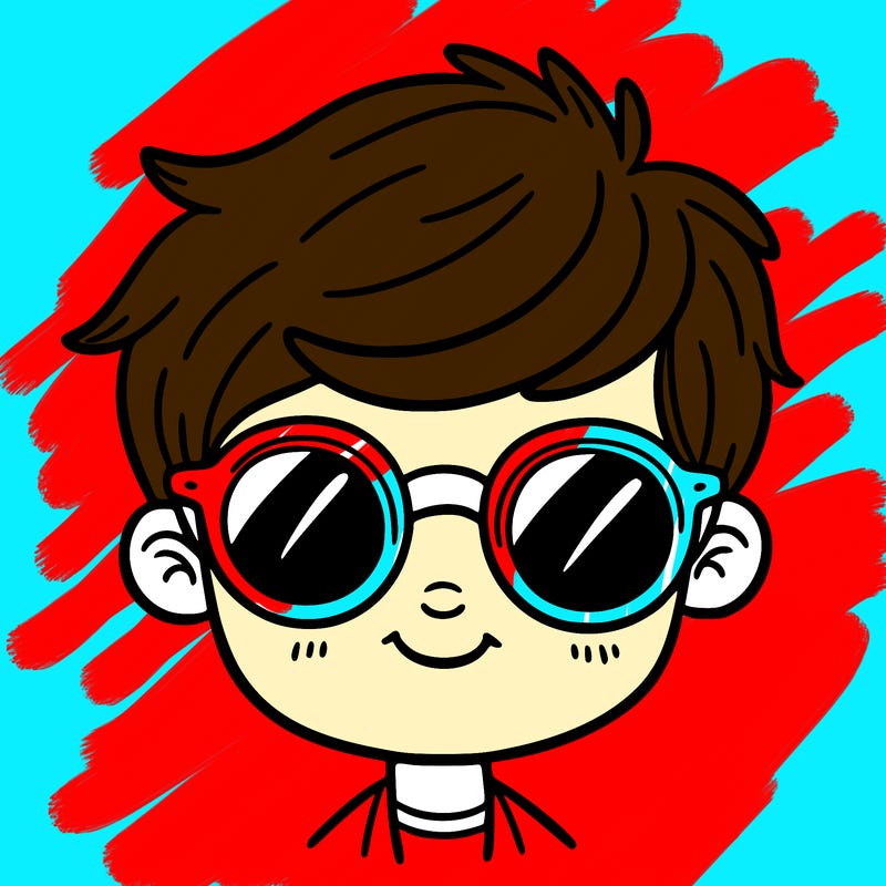 a boy with round sunglasses