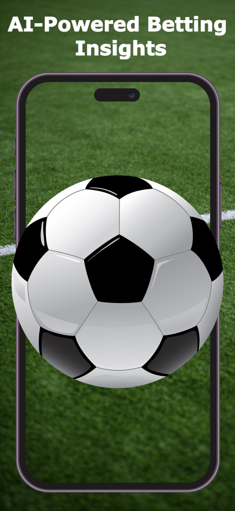 AI Football Betting Forecast - サッカーボールとAI搭載のベッティングインサイトのテキストが表示されたスマートフォン