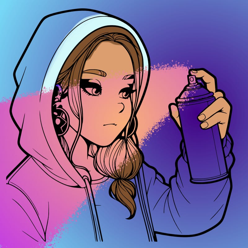 a realistic girl, spray painting