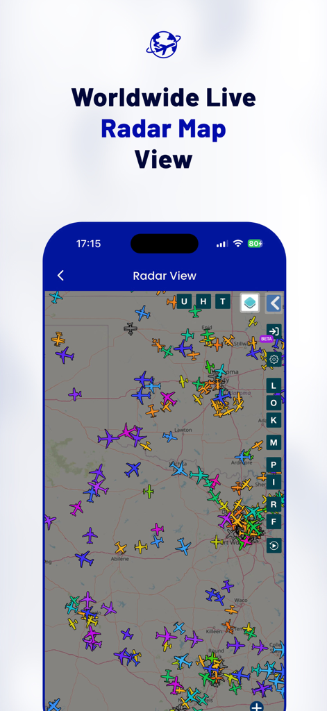 Flight Tracker - Radar - Mappa radar mondiale di voli in tempo reale che mostra le posizioni degli aerei in tempo reale