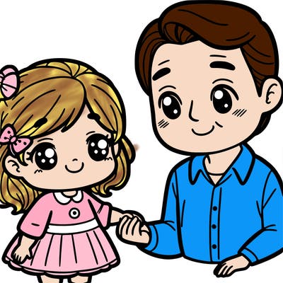 a little girl with her father