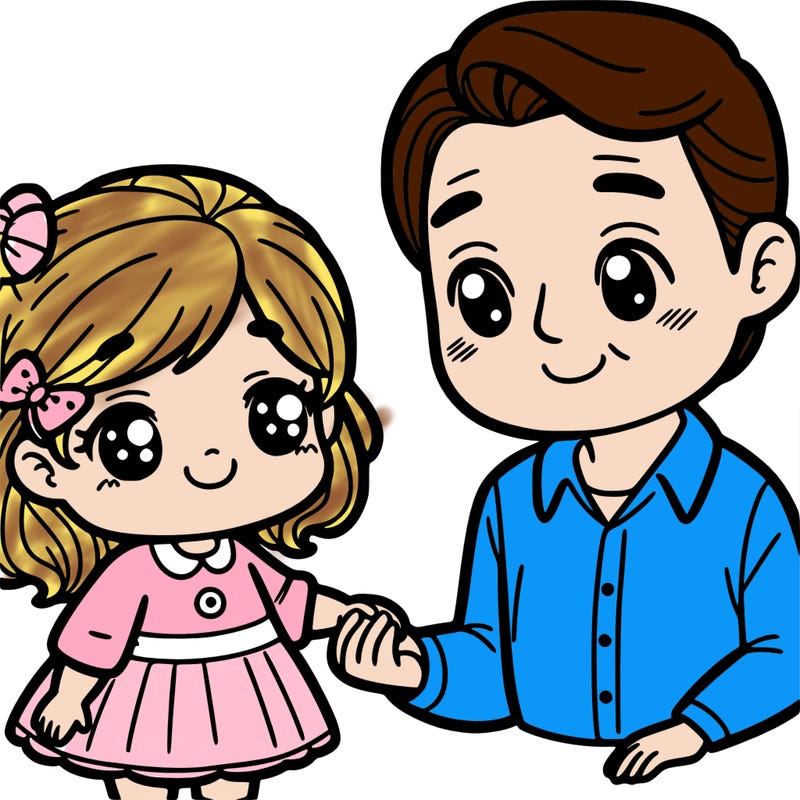 a little girl with her father