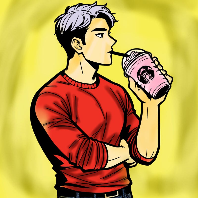 man drinking starbucks