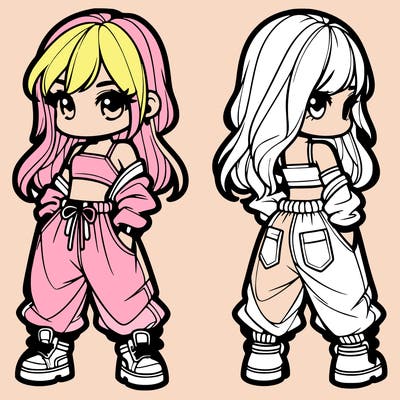 girl in crop top and baggy pants