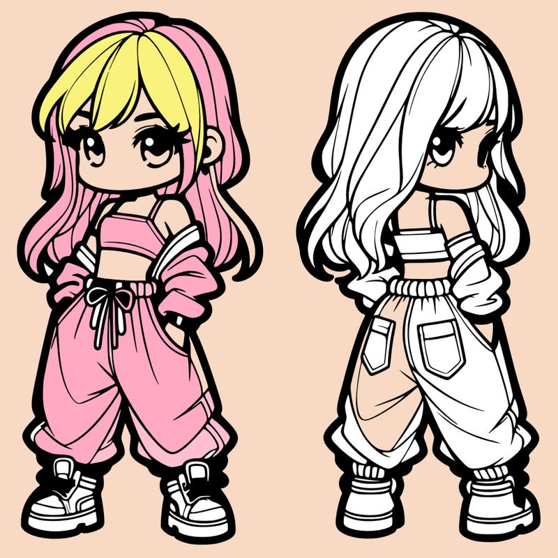 girl in crop top and baggy pants