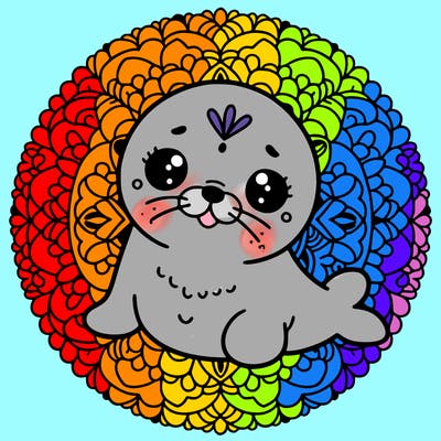 a cute baby seal mandala