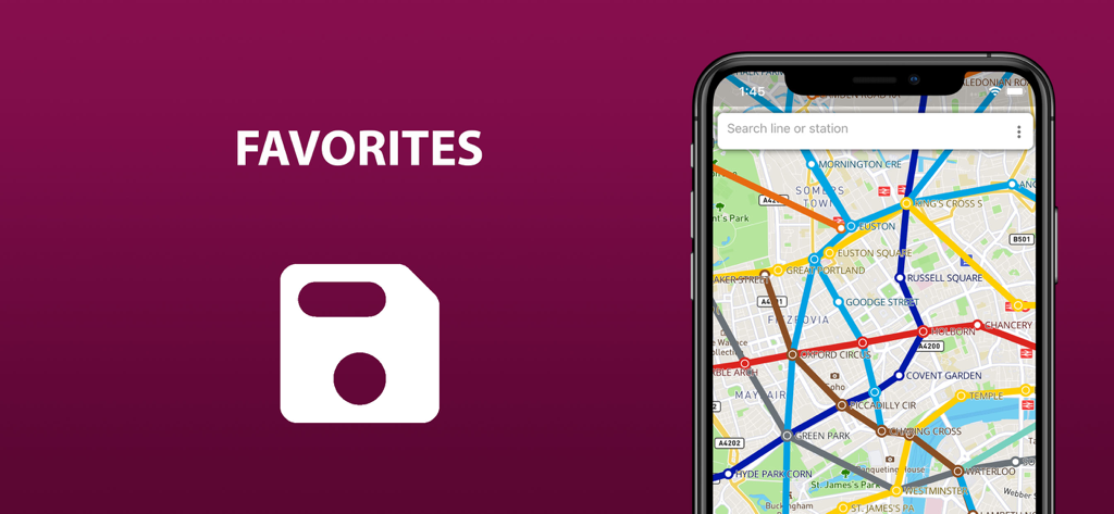 저장 아이콘과 대중교통 경로가 있는 광저우 교통 지도 앱 즐겨찾기 화면