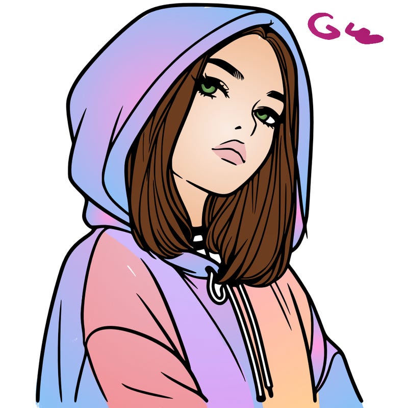 a realistic girl in a hoodie
