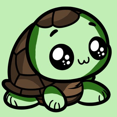 cute little animated turtle