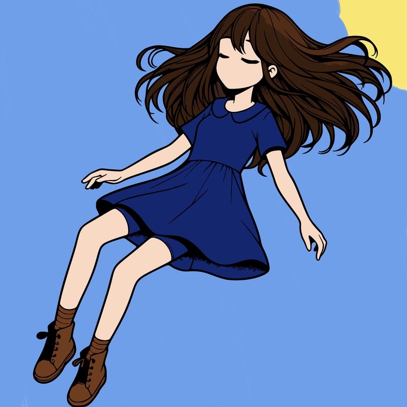 realistic girl floating