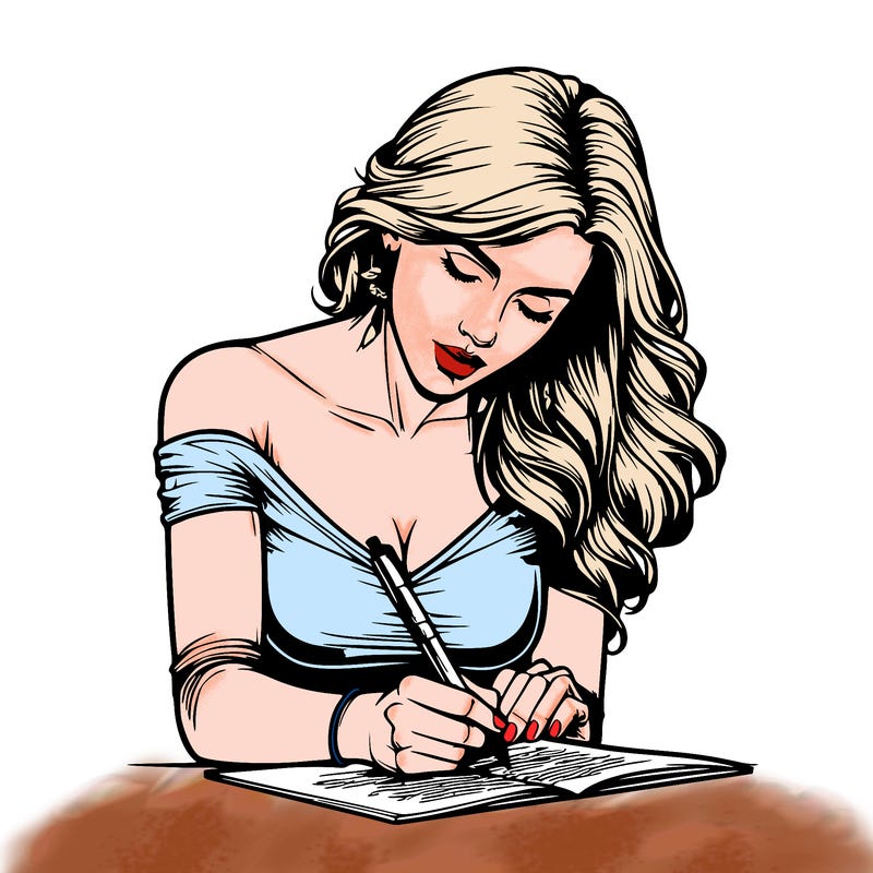 realistic female writing poetry