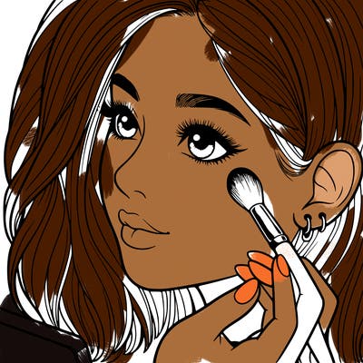 a realistic girl doing her makeup