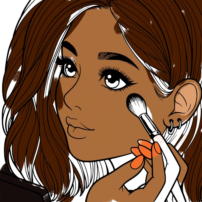 a realistic girl doing her makeup