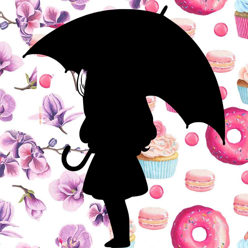 lonely girl holding black umbrella