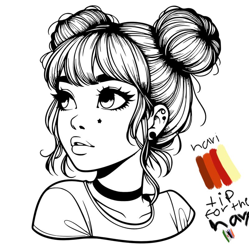 realistic girl with spacebuns
