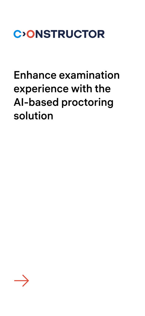 Constructor Proctor - Tela de boas-vindas do aplicativo Constructor Proctor com a tag de solução de supervisão baseada em IA