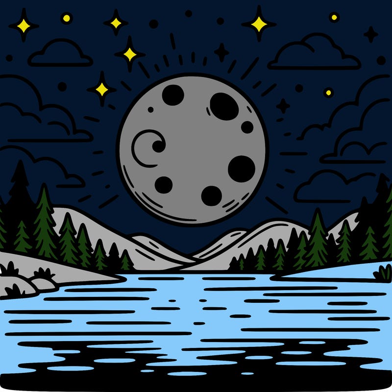 moonlight shining on a lake