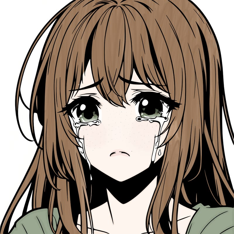 sad girl crying realistic anime