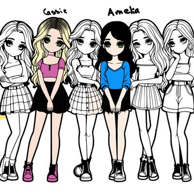 a group of girls realistic