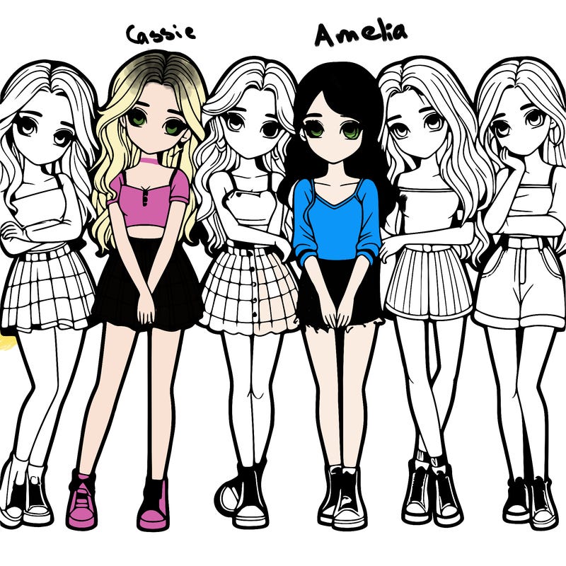 a group of girls realistic