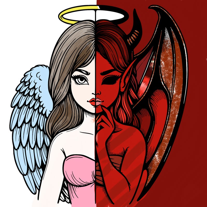 realistic angel half demon