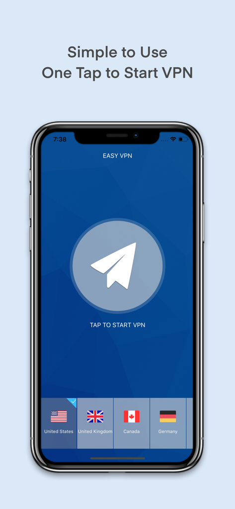 Hotspot VPN Easy & Fast Proxy - iPhone screen showing the one-tap start button for Hotspot VPN with global server options