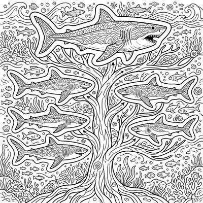 Uncover the fascinating journey of sharks from ancient times to the mighty Megalodon with this engaging coloring page. Designed for kids, it offers a fun and educational way to explore the wonders of marine evolution.