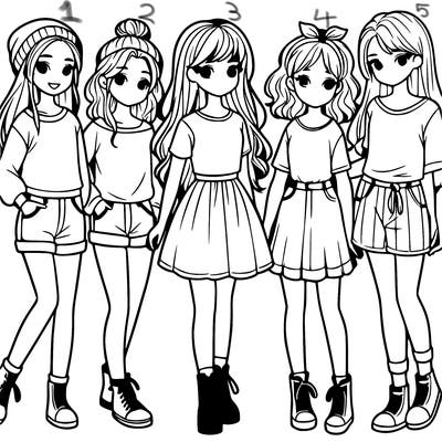 a group of five girls