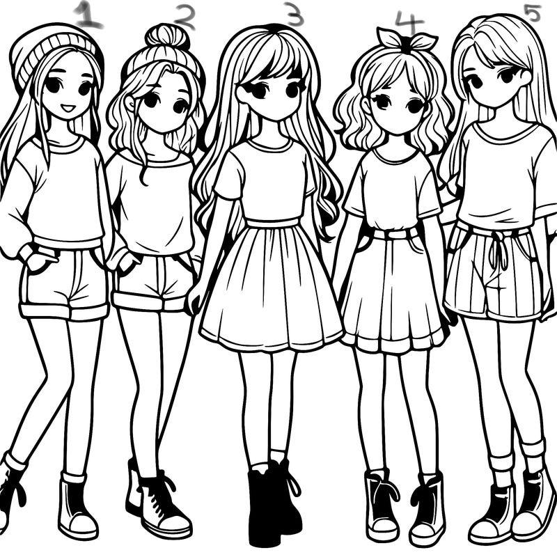 a group of five girls