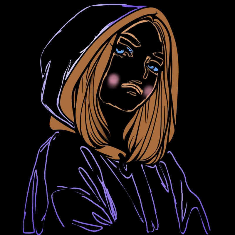 a realistic girl in a hoodie