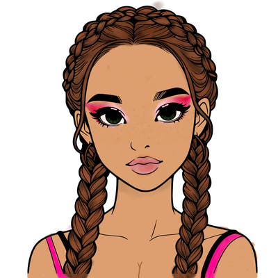 realistic girl with braids