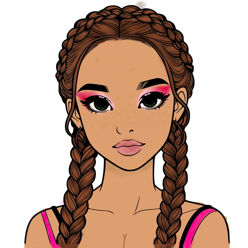 realistic girl with braids