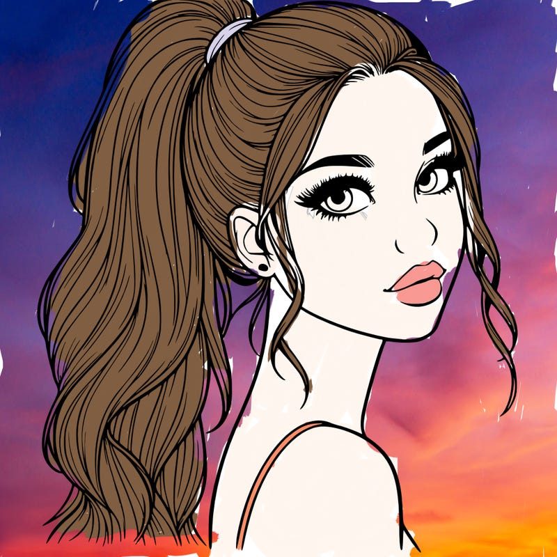 realistic pretty girl with high pony tail