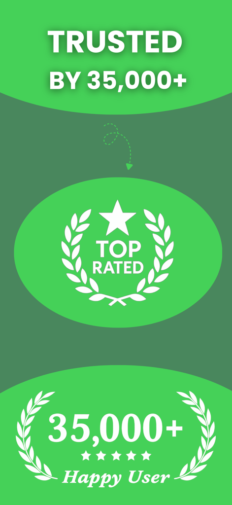 Grass Identifier: AI Scan - Grass Identifier app screen showing top rating and over 35,000 happy users