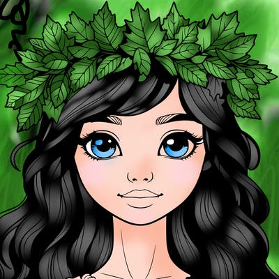 realistic girl with fall leaf crown