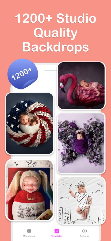 Tiny Peanut: Baby Photo Editor - A collection of creative studio quality backdrops for baby photos in the Tiny Peanut app