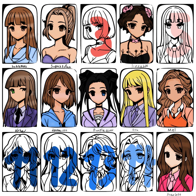 girls that look diffrent anime