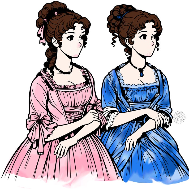 realistic sisters in regency era clothes