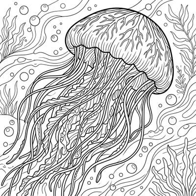Unleash your creativity with this captivating Pink Meanies Jellyfish coloring page, ready to be brought to life with your favorite colors. Explore the intricate details of its bell and flowing tentacles as it glides through a vibrant underwater scene.