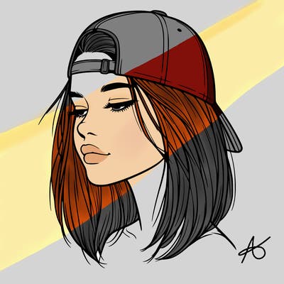 realistic  girl with a backwards hat