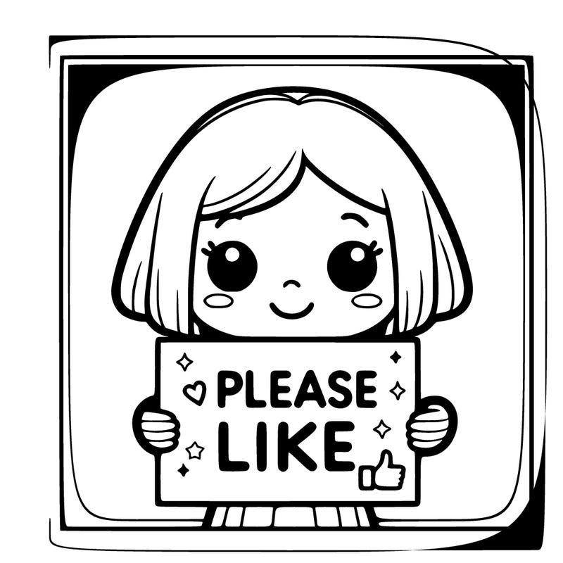 girl holding pls like sign