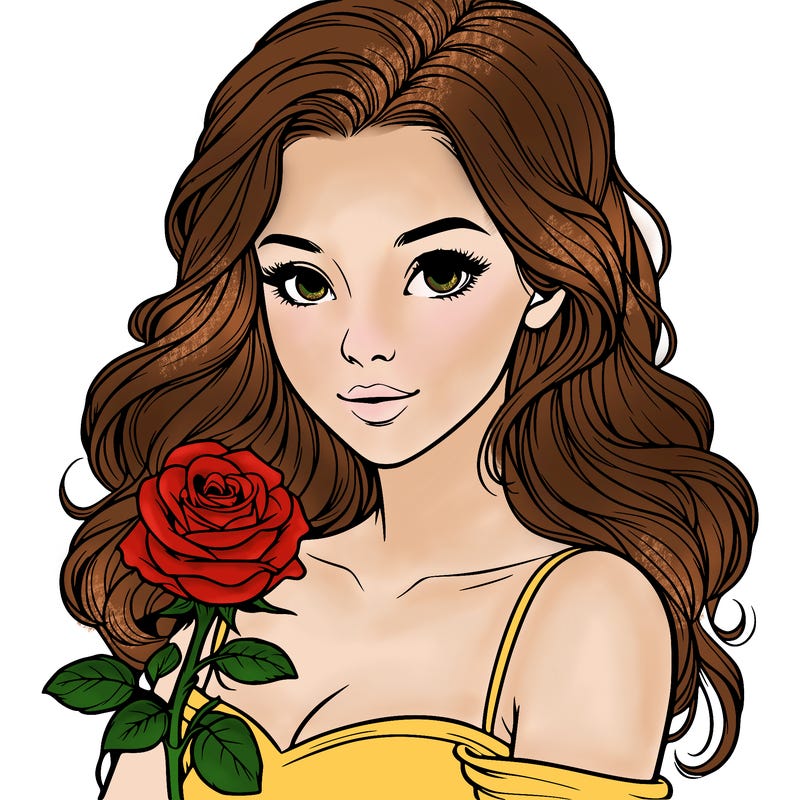 realistic women with rose in hand