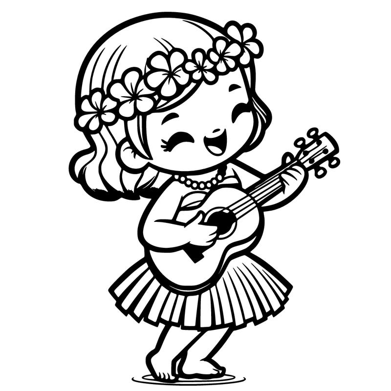 a hula dancer who plays the ukulele
