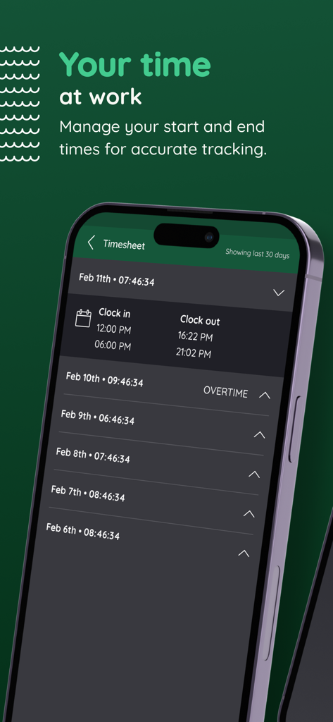 Bento Driver - Cayman - Interface do aplicativo Bento Driver mostrando uma folha de ponto para rastrear as horas de trabalho do motorista e os horários de entrada.
