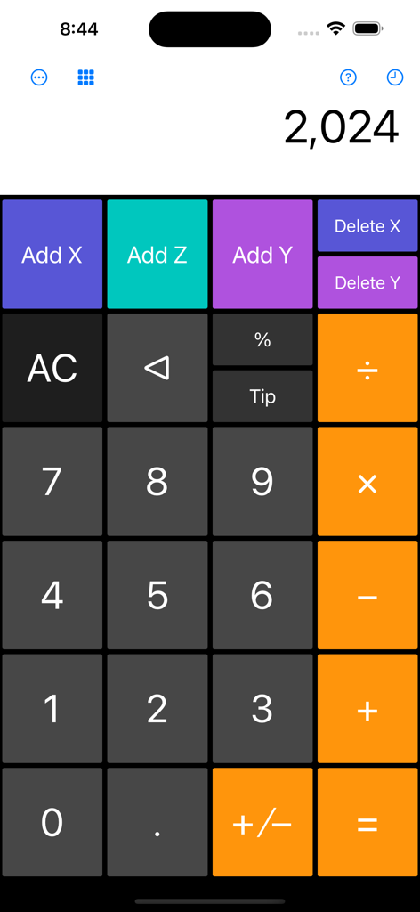 Statistics Calculator++ - Main interface of Statistics Calculator++ showing a numeric keypad and specialized buttons for adding data points.