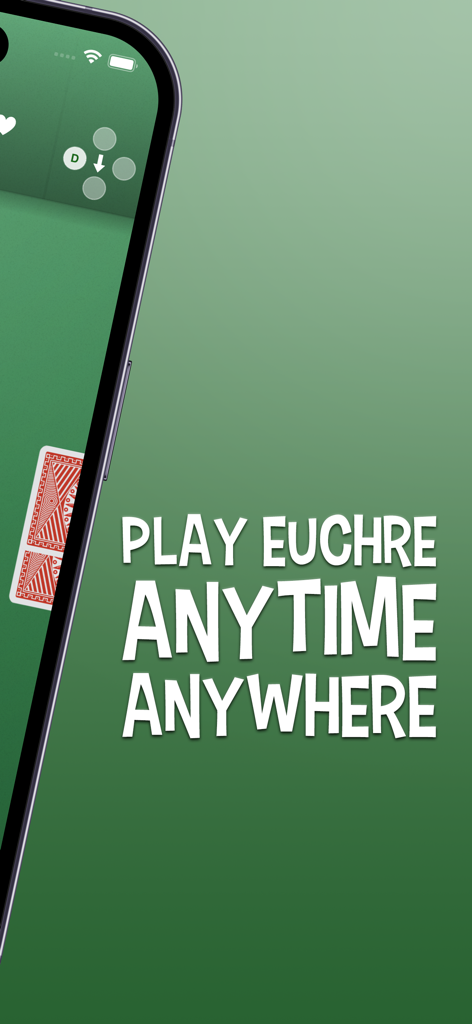녹색 배경에 언제 어디서나 유커 플레이 텍스트가 있는 유커 카드 게임을 보여주는 스마트폰
