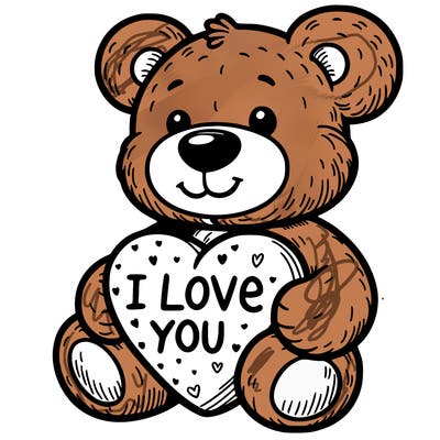 teddy bear holding an i love you heart