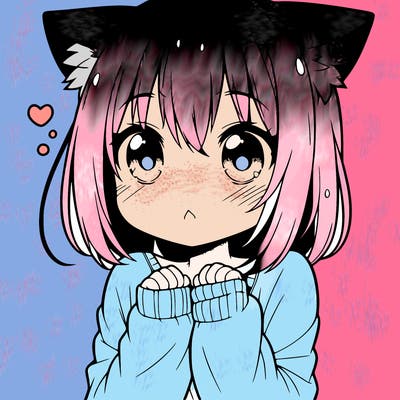 shy anime catgirl
